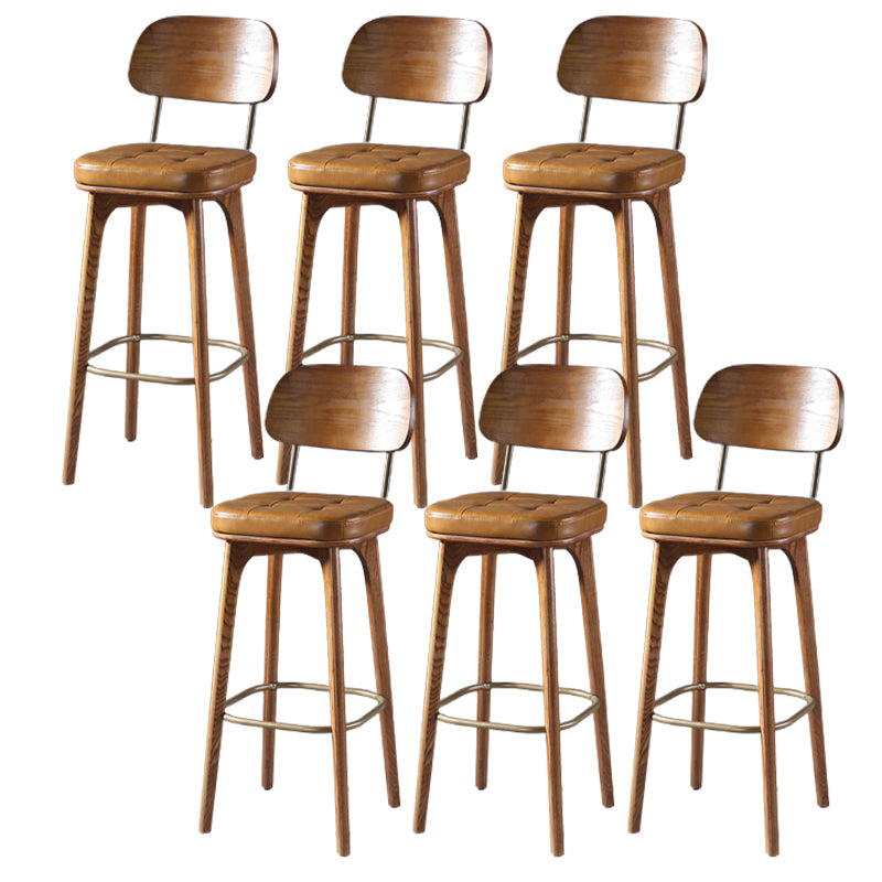 Modern Style Bar Stool Leather Backrest Bar Stools with Wooden Base