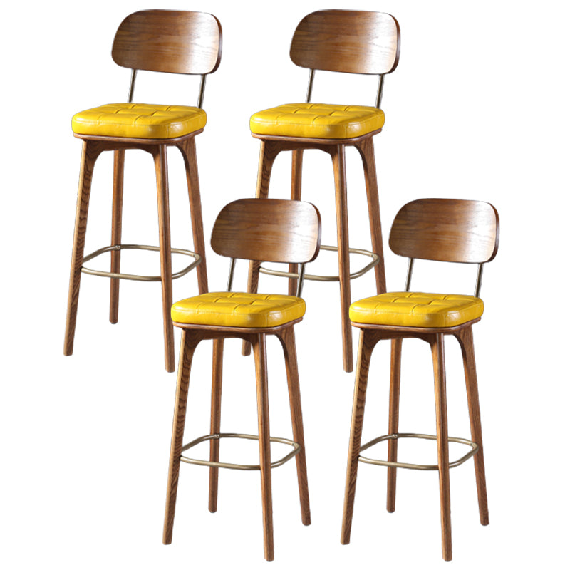 Modern Style Bar Stool Leather Backrest Bar Stools with Wooden Base
