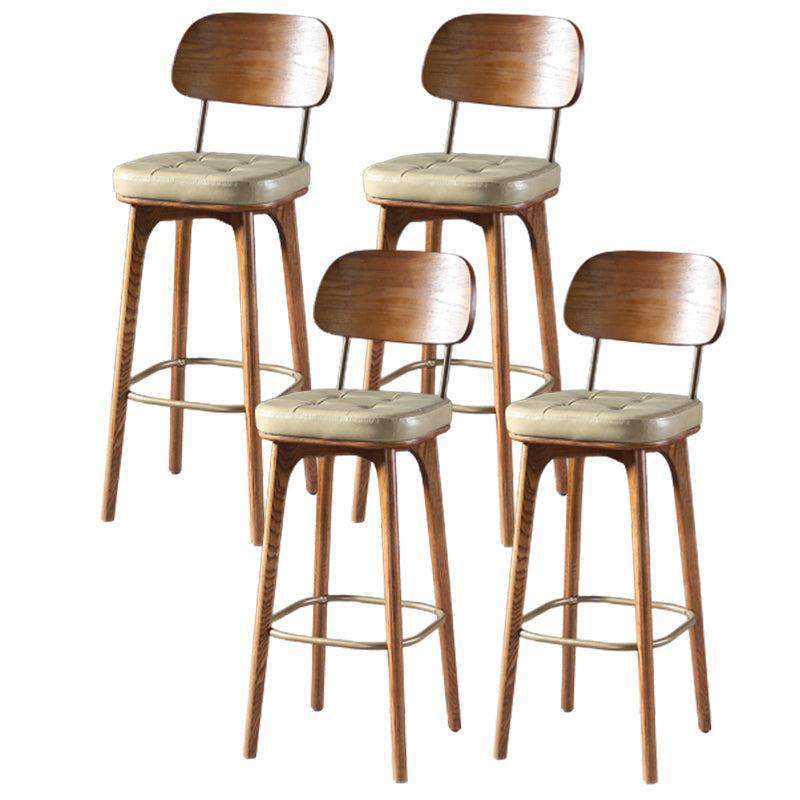 Modern Style Bar Stool Leather Backrest Bar Stools with Wooden Base