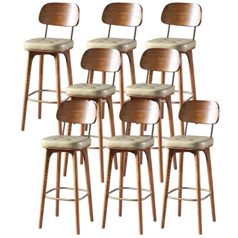 Modern Style Bar Stool Leather Backrest Bar Stools with Wooden Base