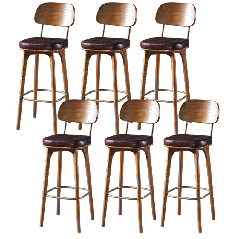 Modern Style Bar Stool Leather Backrest Bar Stools with Wooden Base