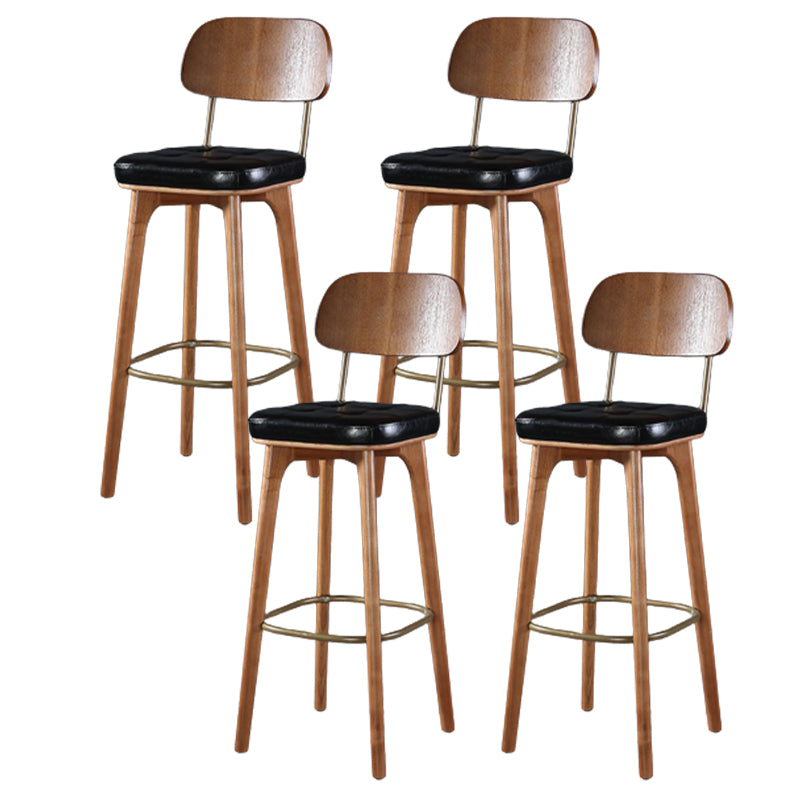 Modern Style Bar Stool Leather Backrest Bar Stools with Wooden Base