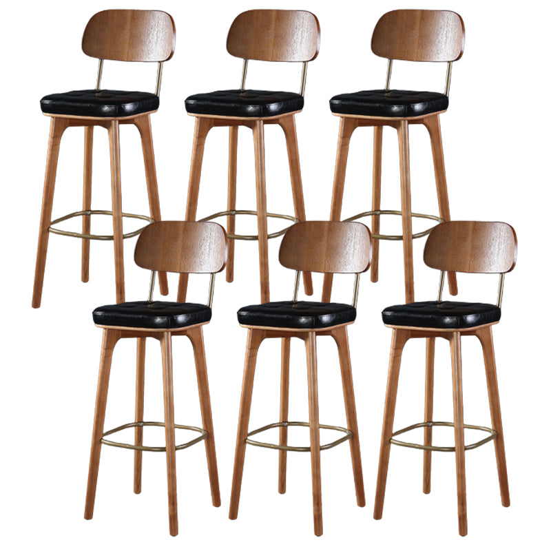 Modern Style Bar Stool Leather Backrest Bar Stools with Wooden Base