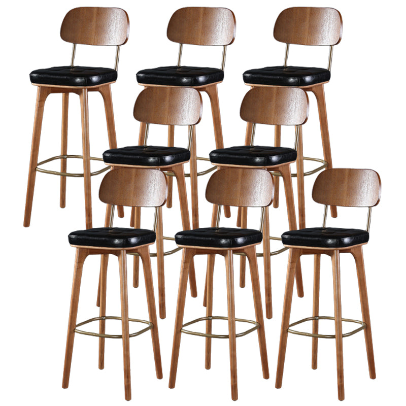 Modern Style Bar Stool Leather Backrest Bar Stools with Wooden Base