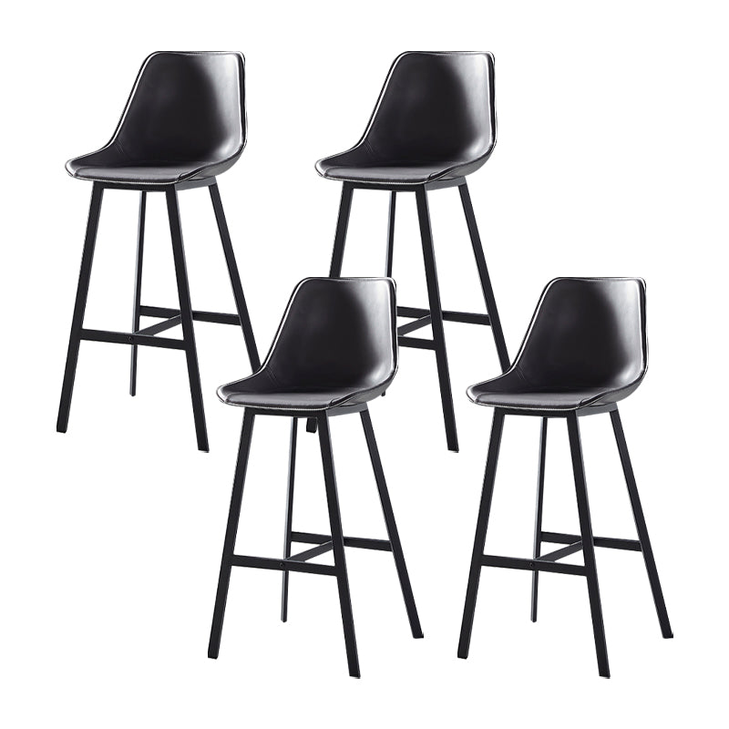 Faux Leather Counter Stool Modern Style Low Back Barstool with Metal Legs