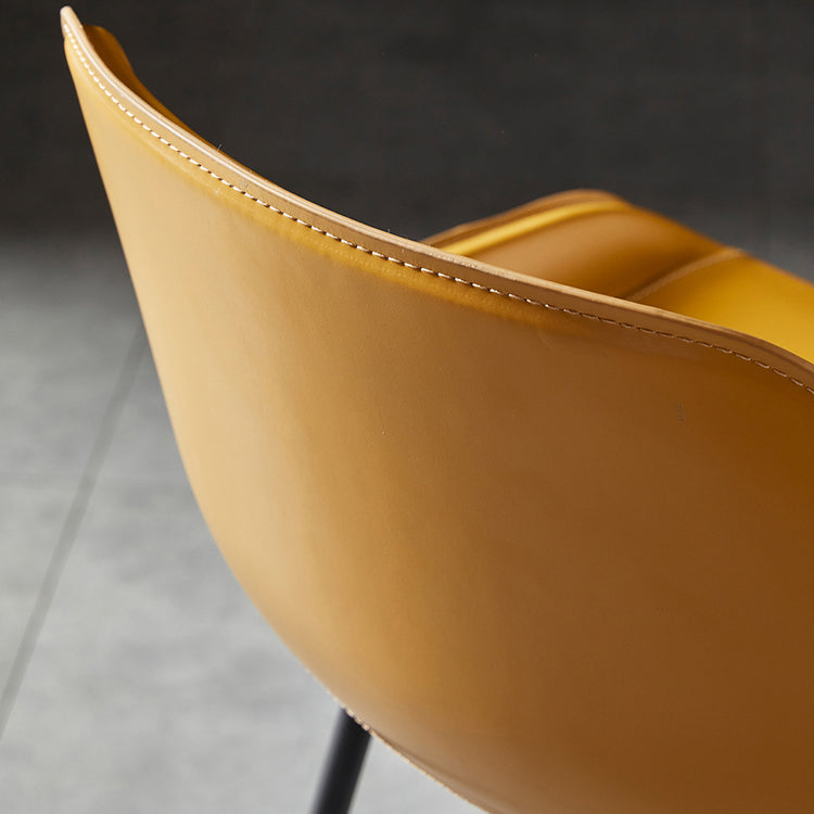 Faux Leather Counter Stool Modern Style Low Back Barstool with Metal Legs