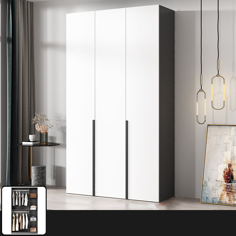 Artificial Wood Coat Locker White Kids Closet with Sliding Barn Door