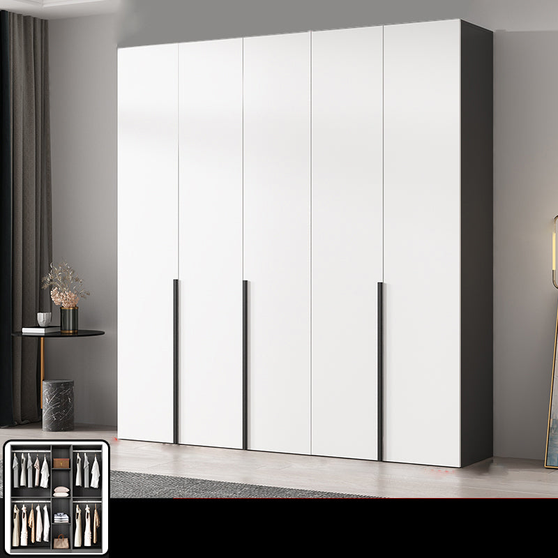 Artificial Wood Coat Locker White Kids Closet with Sliding Barn Door