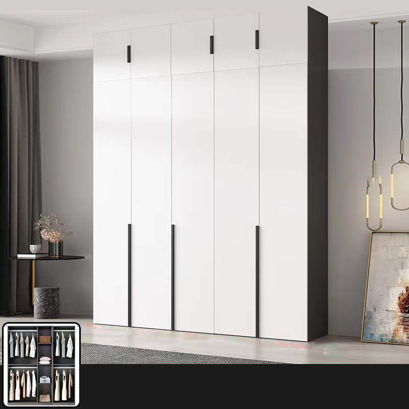 Artificial Wood Coat Locker White Kids Closet with Sliding Barn Door