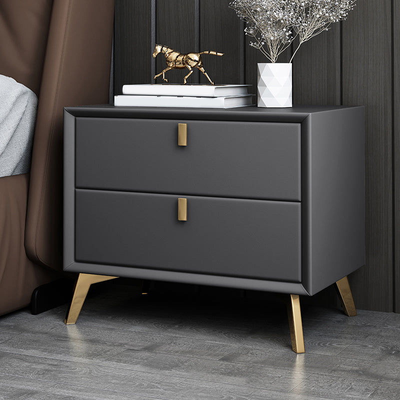 2 Drawers Accent Table Nightstand Contemporary Night Table for Home
