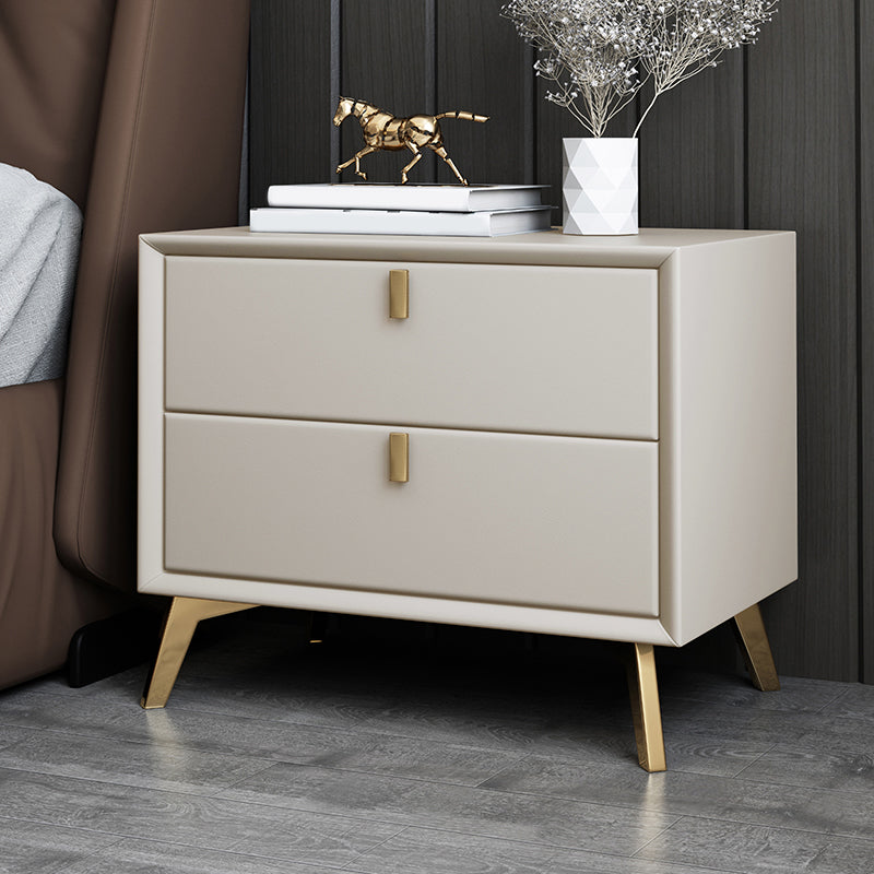 2 Drawers Accent Table Nightstand Contemporary Night Table for Home