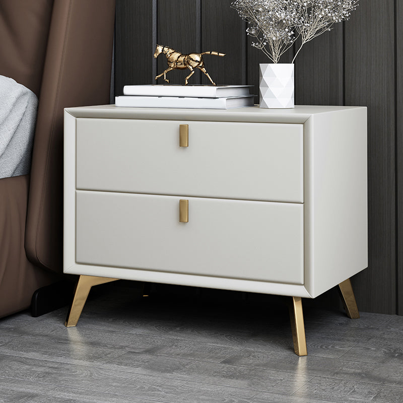 2 Drawers Accent Table Nightstand Contemporary Night Table for Home