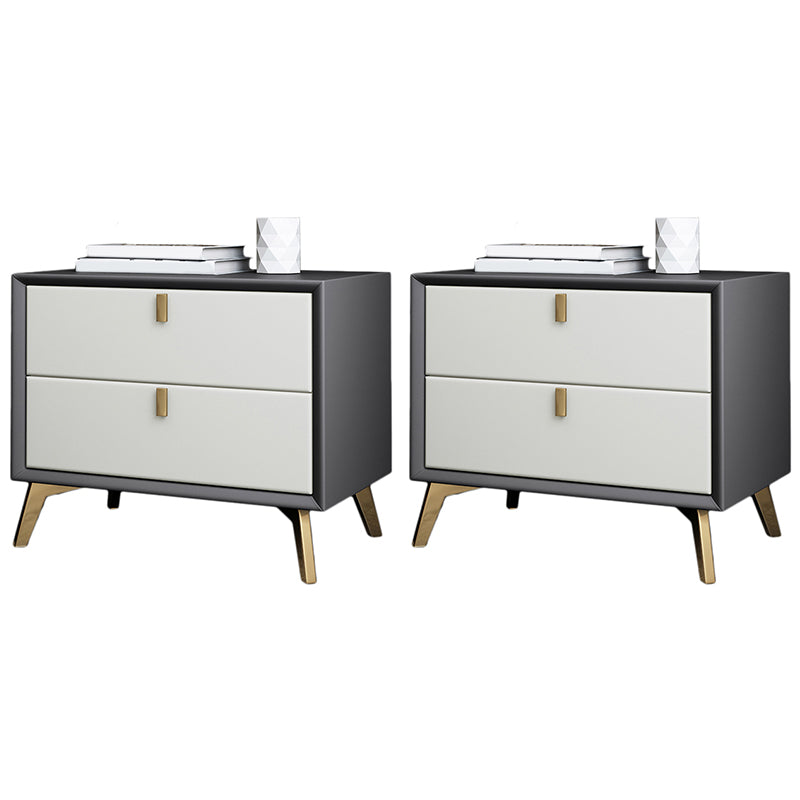 2 Drawers Accent Table Nightstand Contemporary Night Table for Home