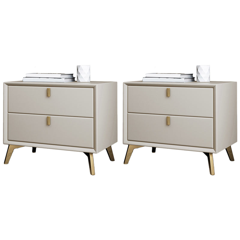 2 Drawers Accent Table Nightstand Contemporary Night Table for Home