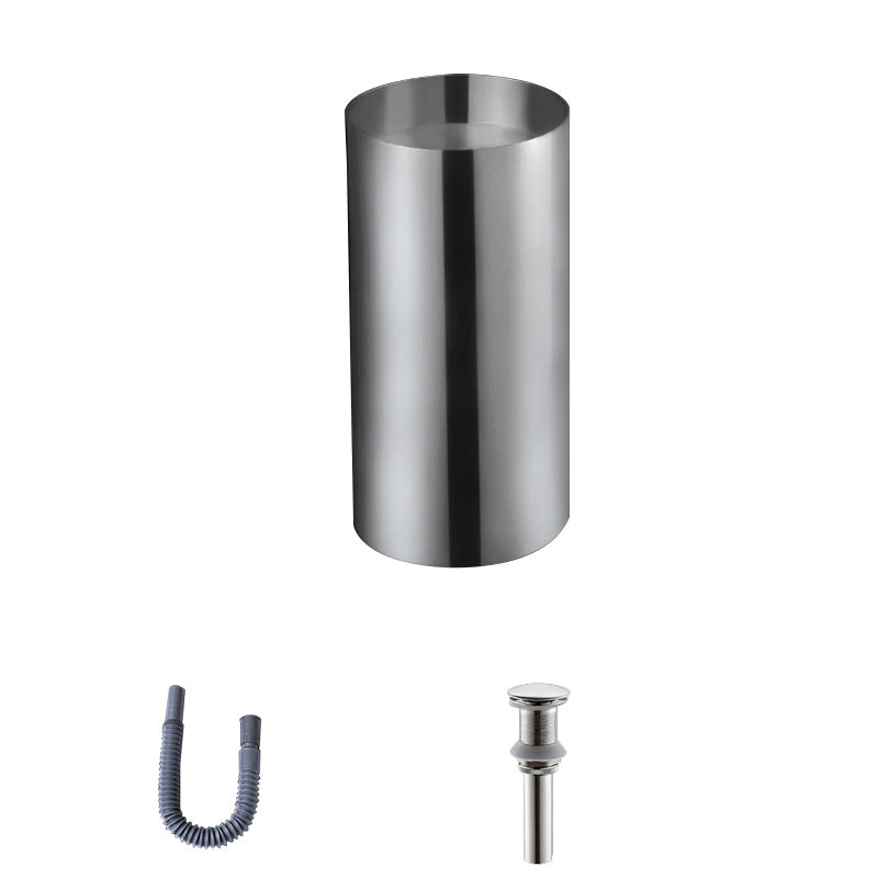 Contemporary Bathroom Sink with Faucet Round Metal Pedestal Bathroom Sink