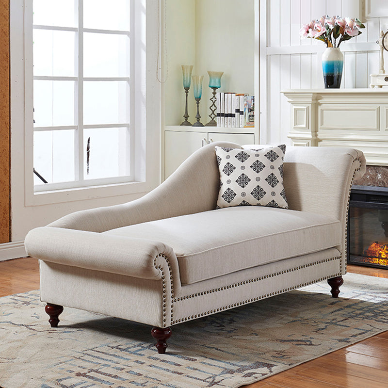 Traditional One Armed Fabric Accent Chair Rolled Arms Chaise