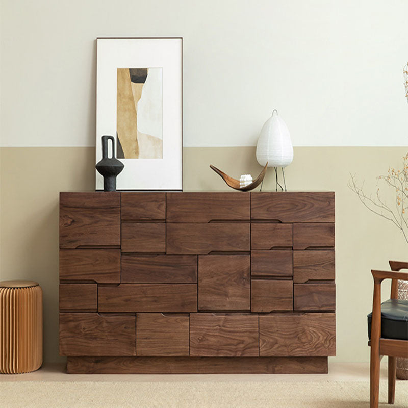 Contemporary Horizontal Dresser Wood Storage Dresser with Drawers for Bedroom