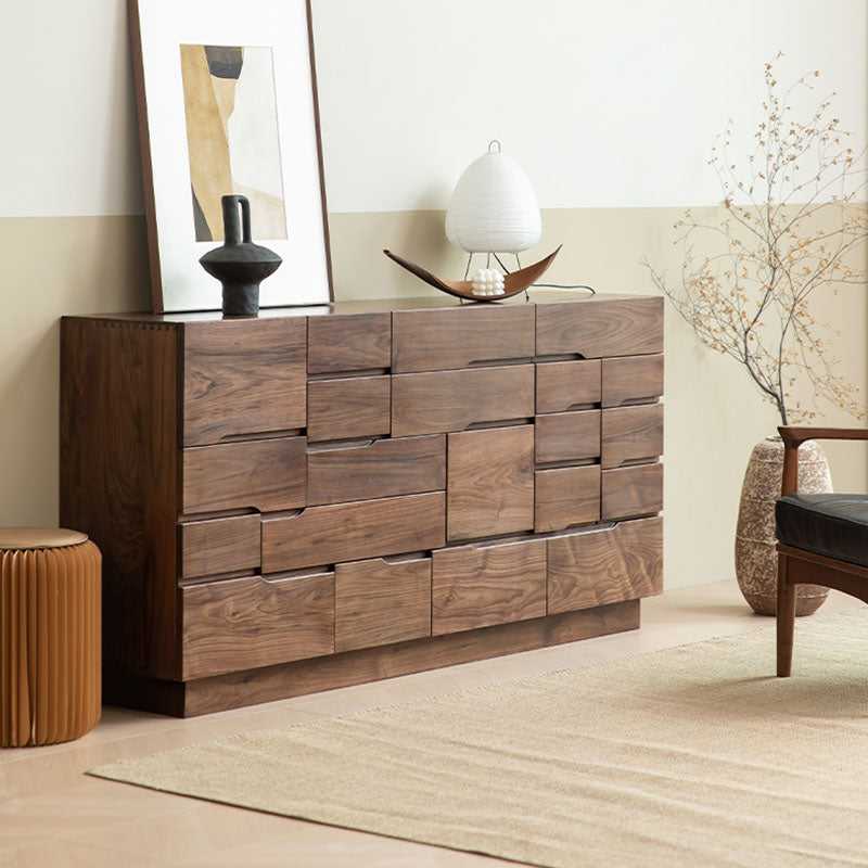 Contemporary Horizontal Dresser Wood Storage Dresser with Drawers for Bedroom
