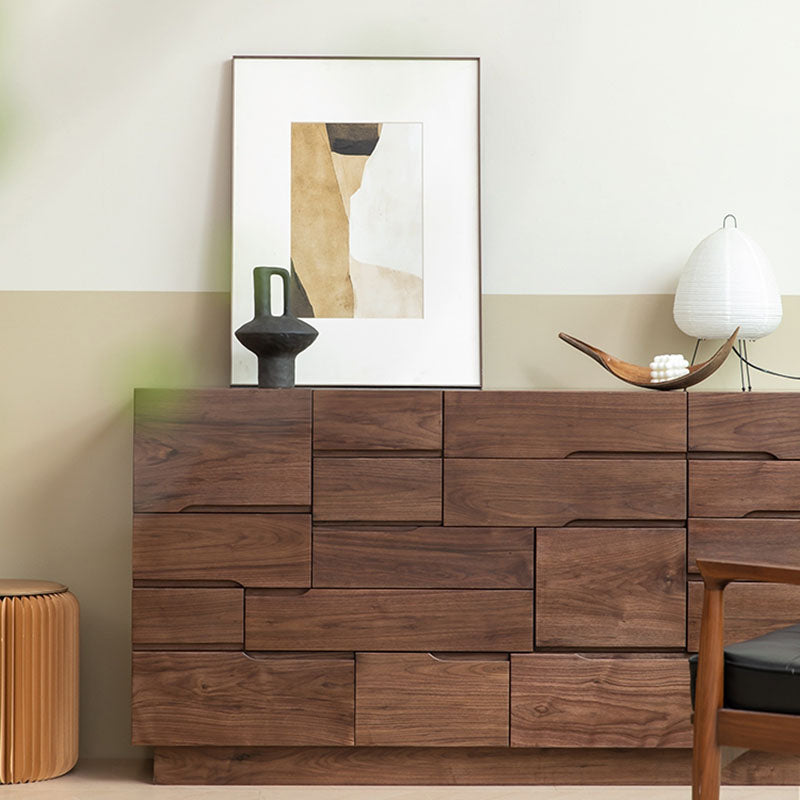 Contemporary Horizontal Dresser Wood Storage Dresser with Drawers for Bedroom