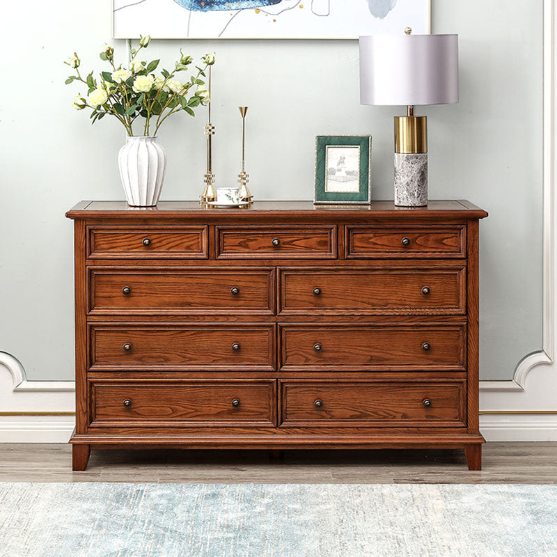 Traditional Dresser Solid Wood Storage Chest Dresser with 9 Drawers