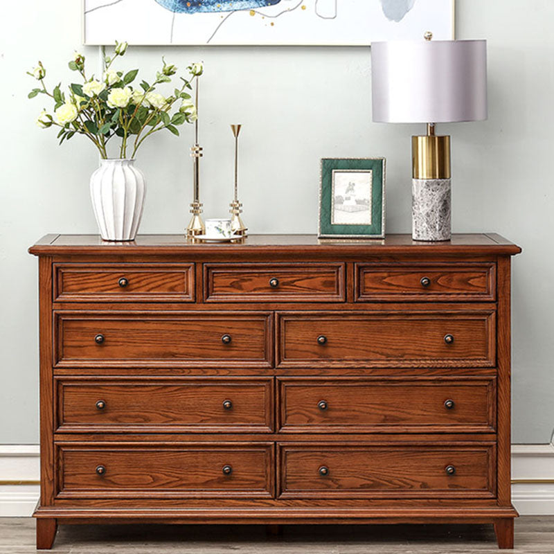 Traditional Dresser Solid Wood Storage Chest Dresser with 9 Drawers