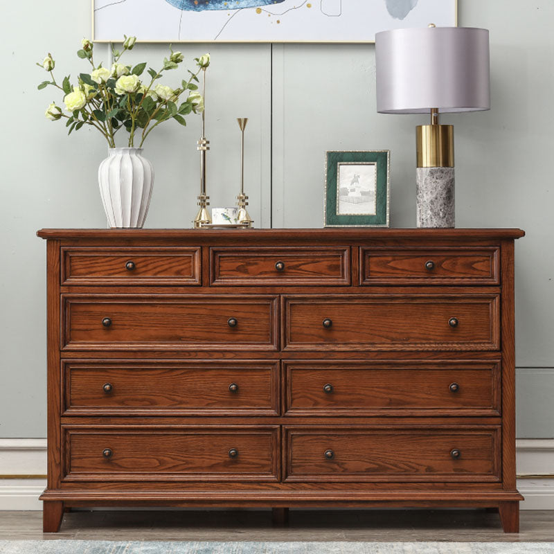 Traditional Dresser Solid Wood Storage Chest Dresser with 9 Drawers