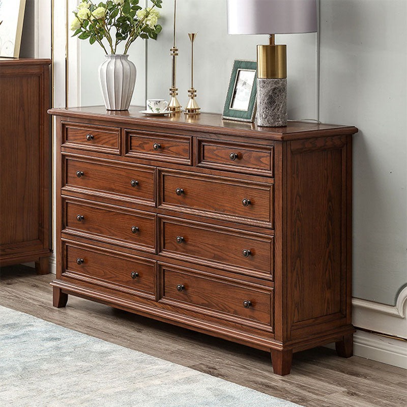 Traditional Dresser Solid Wood Storage Chest Dresser with 9 Drawers