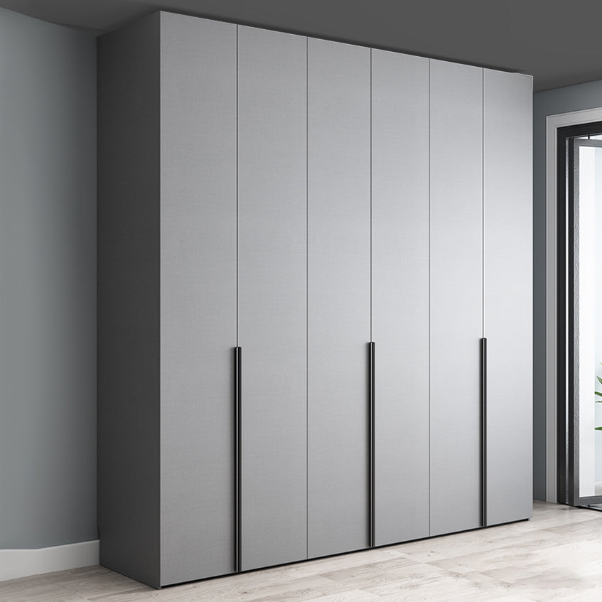 Engineered Wood Wardrobe Cabinet Modern Style Soft Close Doors Wardrobe Closet in Gray
