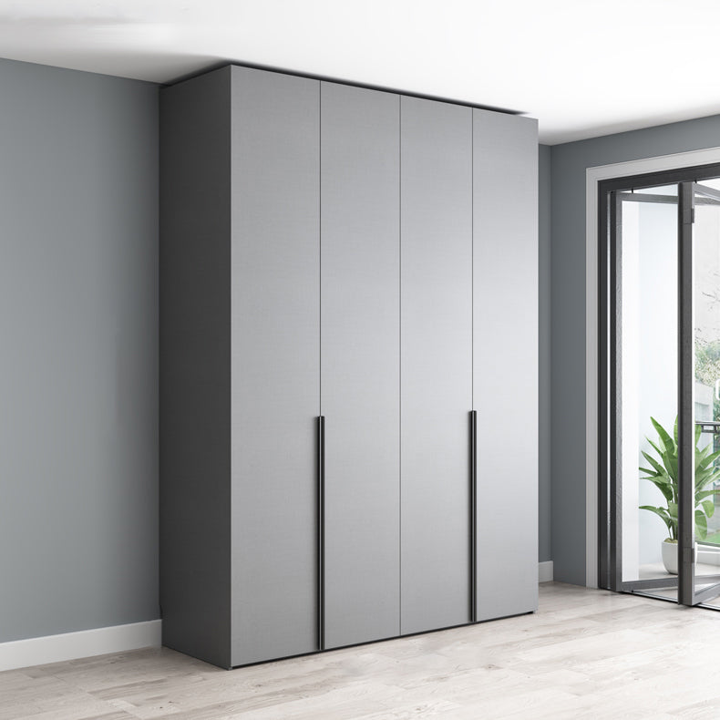 Engineered Wood Wardrobe Cabinet Modern Style Soft Close Doors Wardrobe Closet in Gray