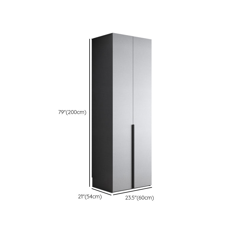 Engineered Wood Wardrobe Cabinet Modern Style Soft Close Doors Wardrobe Closet in Gray