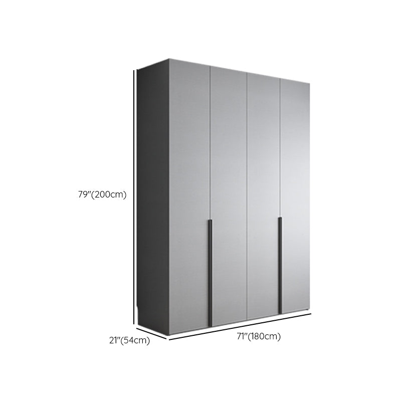 Engineered Wood Wardrobe Cabinet Modern Style Soft Close Doors Wardrobe Closet in Gray