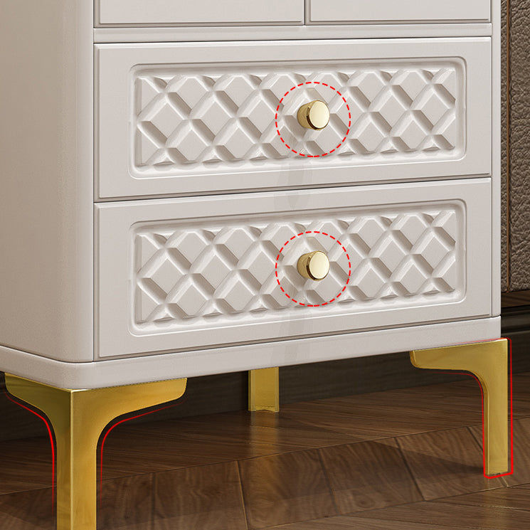 Engineered Wood Wardrobe Cabinet Glam Style Soft Close Doors Wardrobe Closet in White