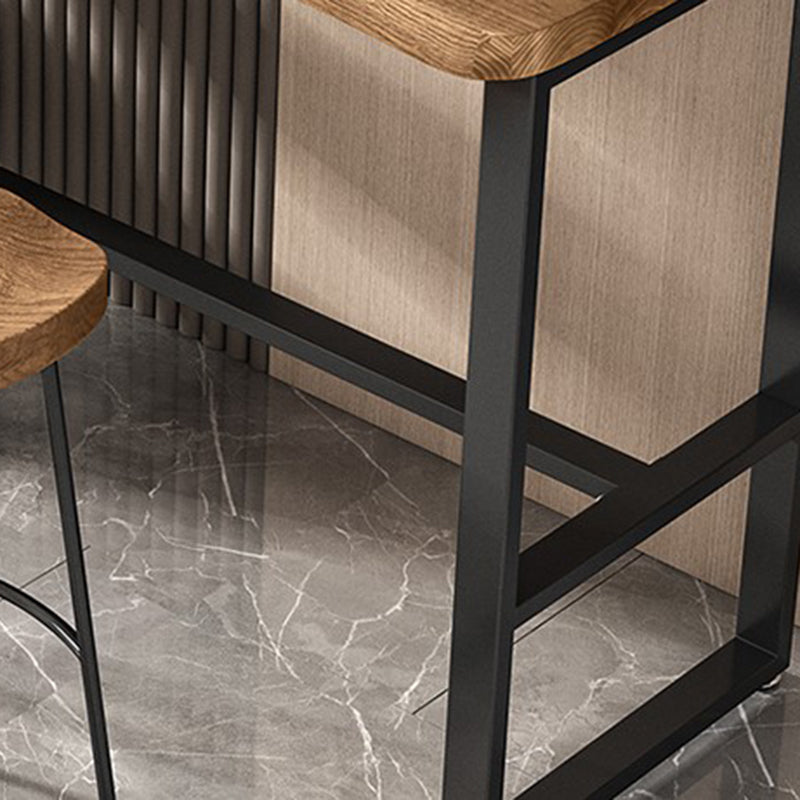 Trestle Base Bar Table Set 1/3 Pcs Solid Wood and Metal Bar Table and Stools