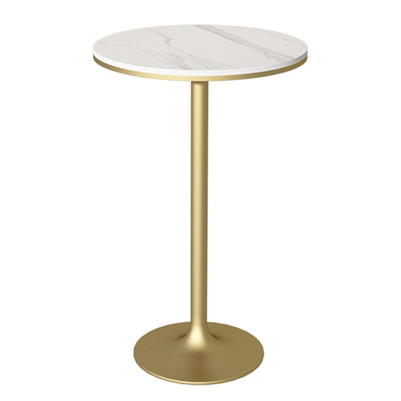 Modern Round Bar Table Set 1/3 Pcs Stone Top Bar Table and Metal Stools
