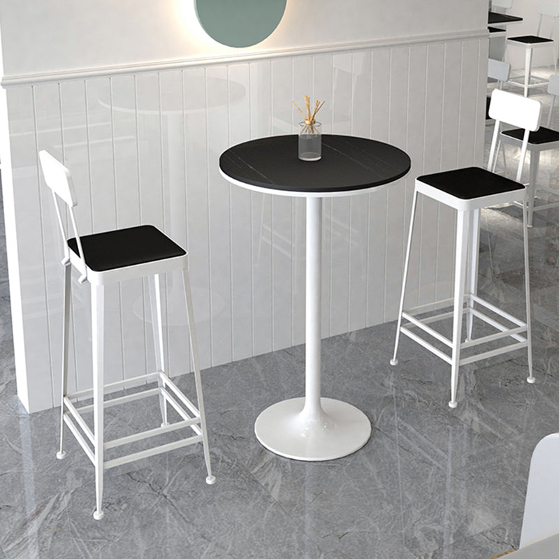 Modern Round Bar Table Set 1/3 Pcs Stone Top Bar Table and Metal Stools