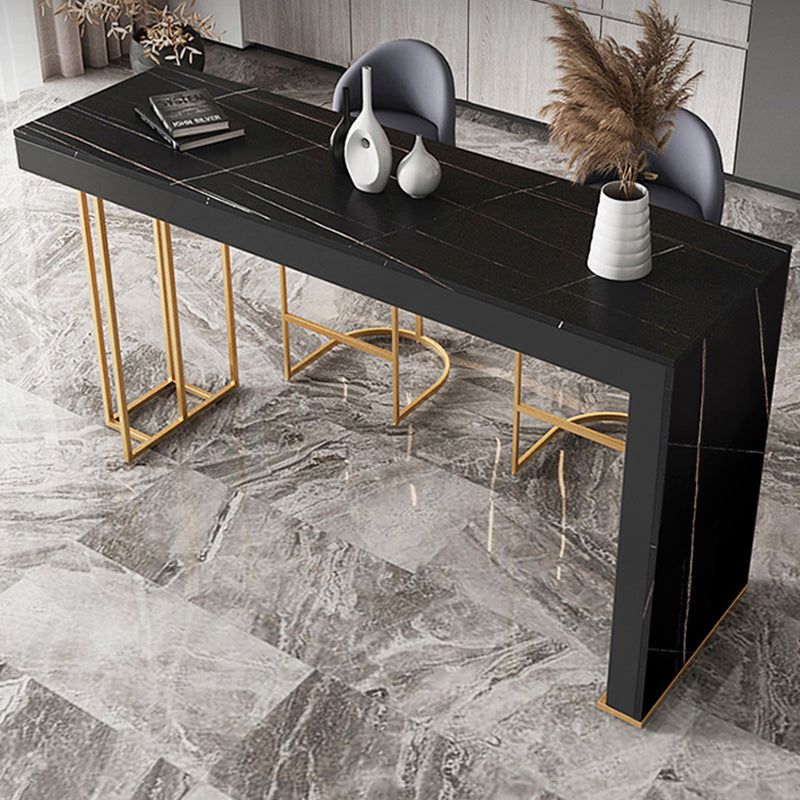 Glam Rectangle Stone Counter Table 1/3 Pieces Bar Table Set for Cafe