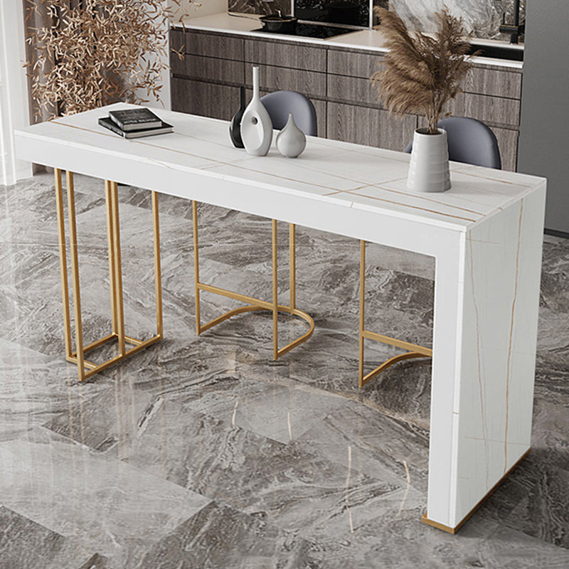 Glam Rectangle Stone Counter Table 1/3 Pieces Bar Table Set for Cafe