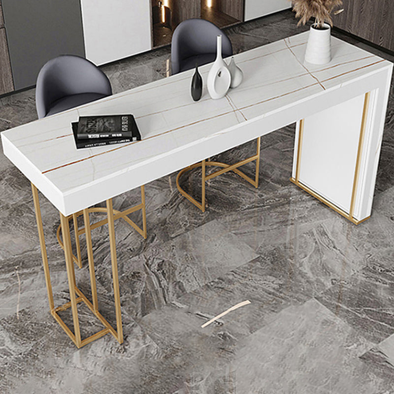 Glam Rectangle Stone Counter Table 1/3 Pieces Bar Table Set for Cafe