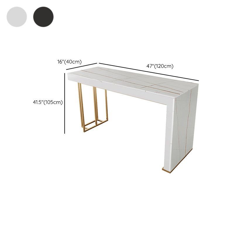 Glam Rectangle Stone Counter Table 1/3 Pieces Bar Table Set for Cafe