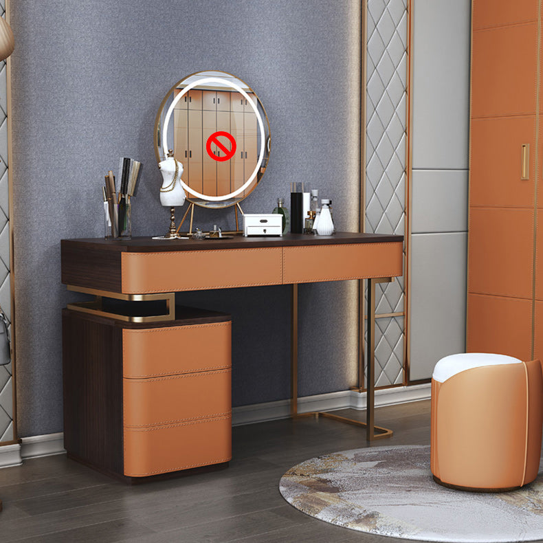 Glam Dressing Table with 5 Drawers Solid Wood Vanity Dressing Table