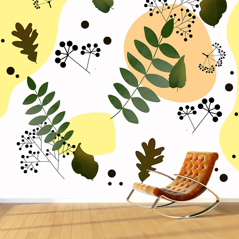 Environmental Tropical Plant Illustration Wallpaper Bedroom Wall Mural