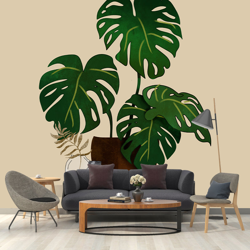 Environmental Tropical Plant Illustration Wallpaper Bedroom Wall Mural