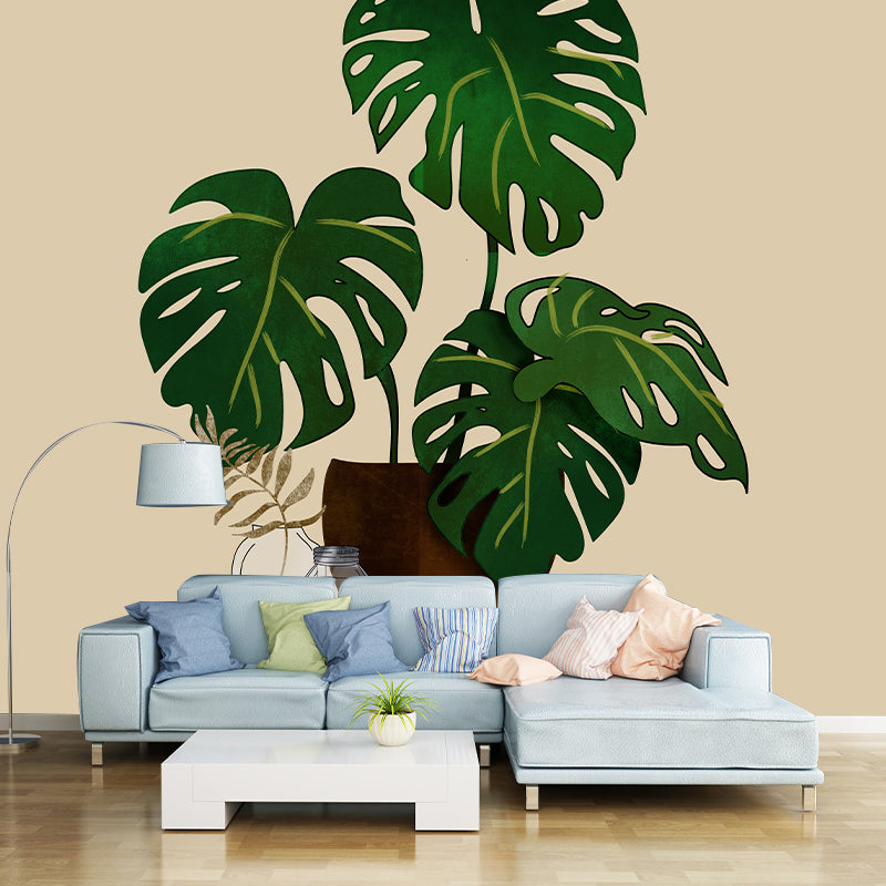Environmental Tropical Plant Illustration Wallpaper Bedroom Wall Mural