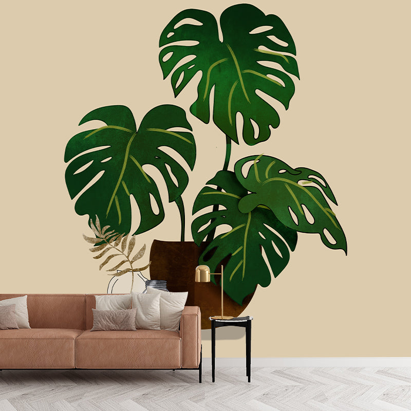 Environmental Tropical Plant Illustration Wallpaper Bedroom Wall Mural