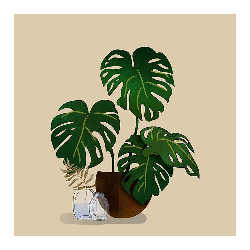 Environmental Tropical Plant Illustration Wallpaper Bedroom Wall Mural