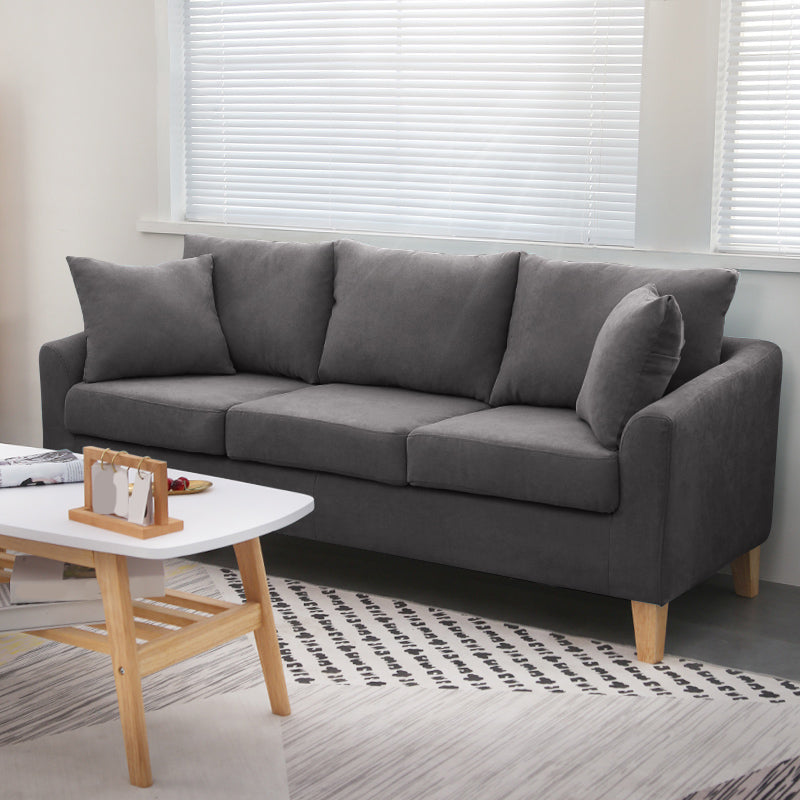 68.1" Wide Slipcovered Linen Sofa 3-Seater Loose Back Square Arm Sofa
