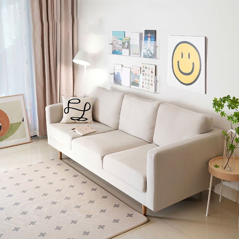 68.1" Wide Slipcovered Linen Sofa 3-Seater Loose Back Square Arm Sofa
