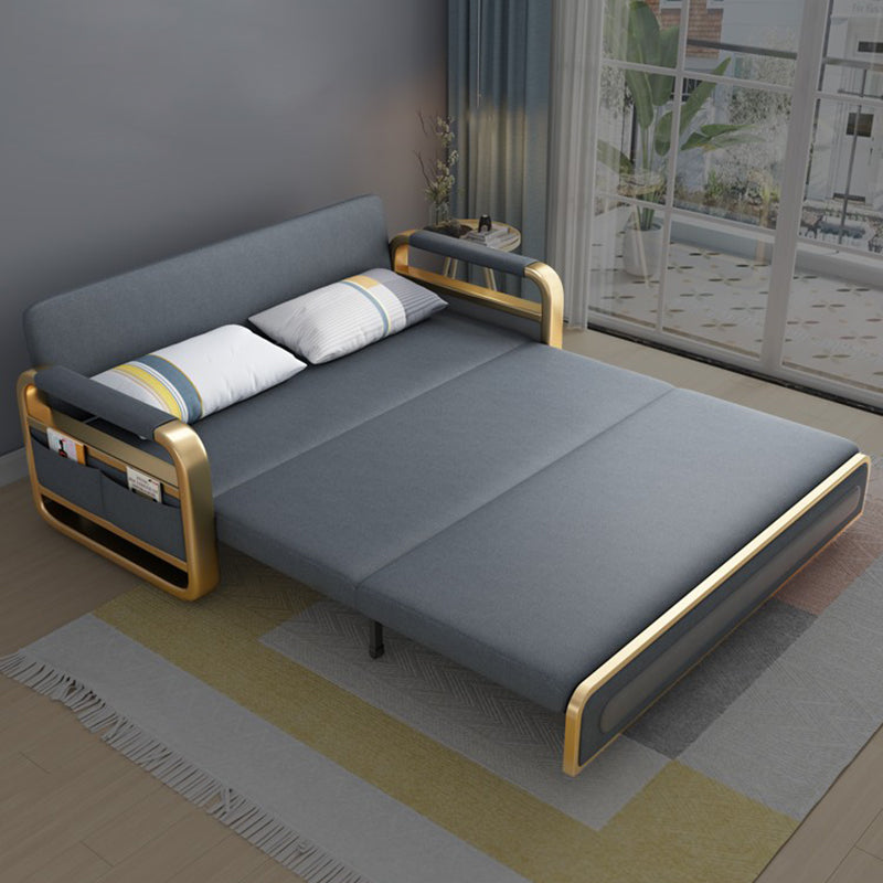 Gray Convertible Sofas Faux Leather Sleeper Sofa with Storage