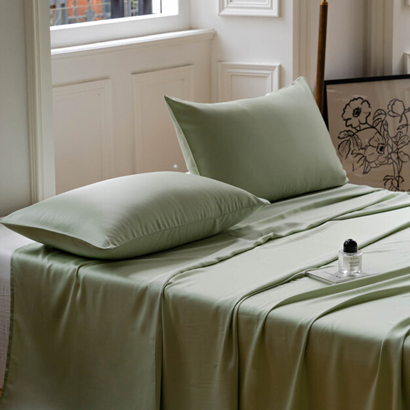 Bed Sheet Solid Color Breathable Non-pilling Skin-friendly Bed Sheet Set