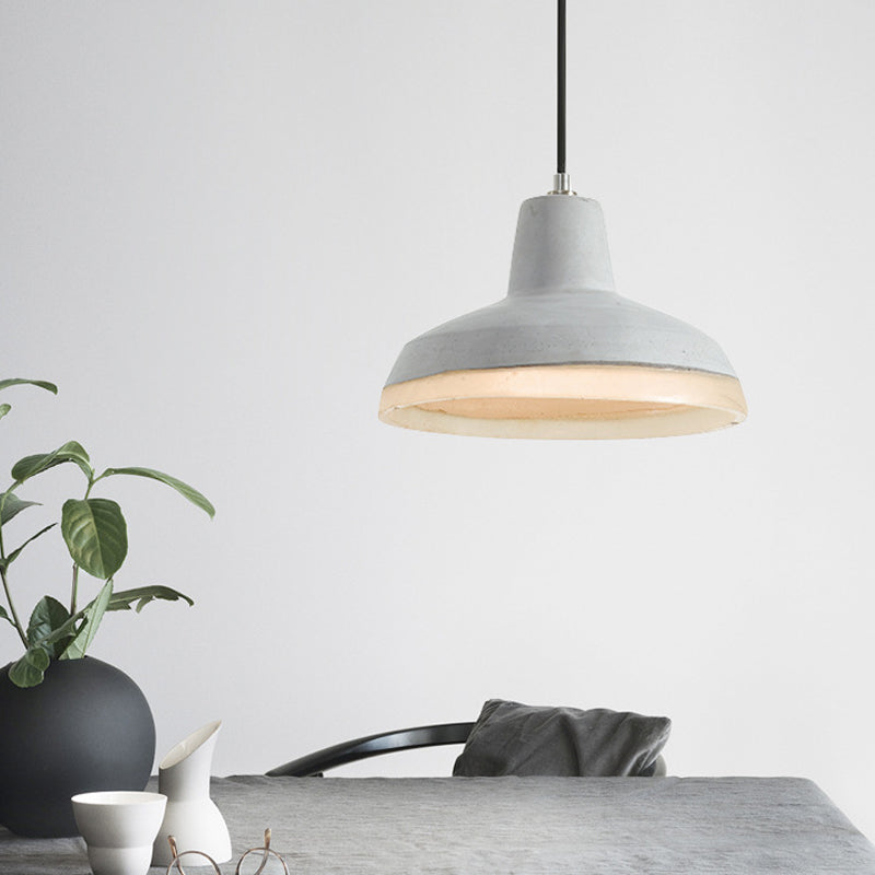 Cement Grey Hanging Lighting Cone/Bowl/Dome 1-Light Industrial-Style Resin Pendant Ceiling Lamp